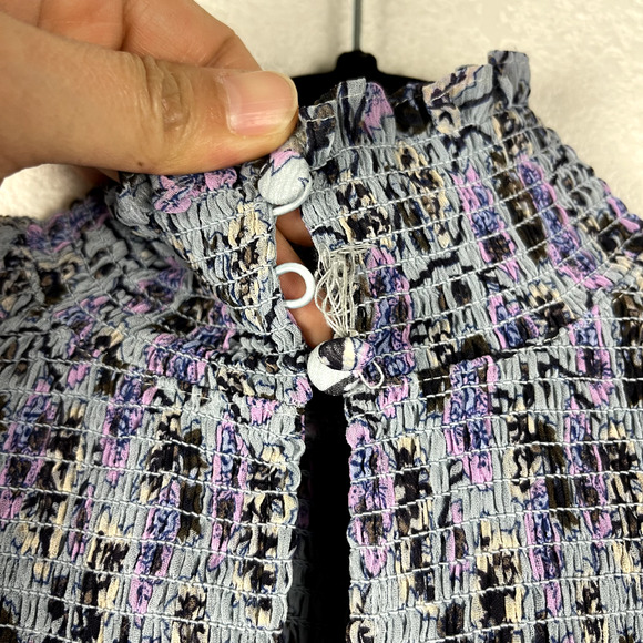 Cinq a Sept Drew Georgette Top Womens Small Floral Smocked Ruffle Romantic - Picture 15 of 16